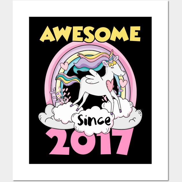 Cute Awesome Unicorn 2017 Funny Gift Pink Wall Art by saugiohoc994